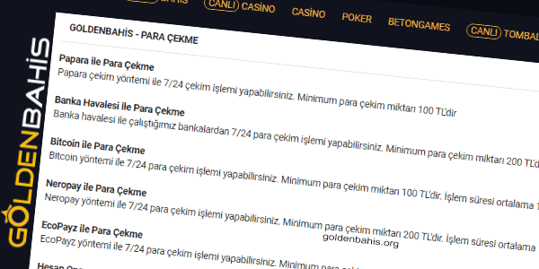 Goldenbahis Para Çekme